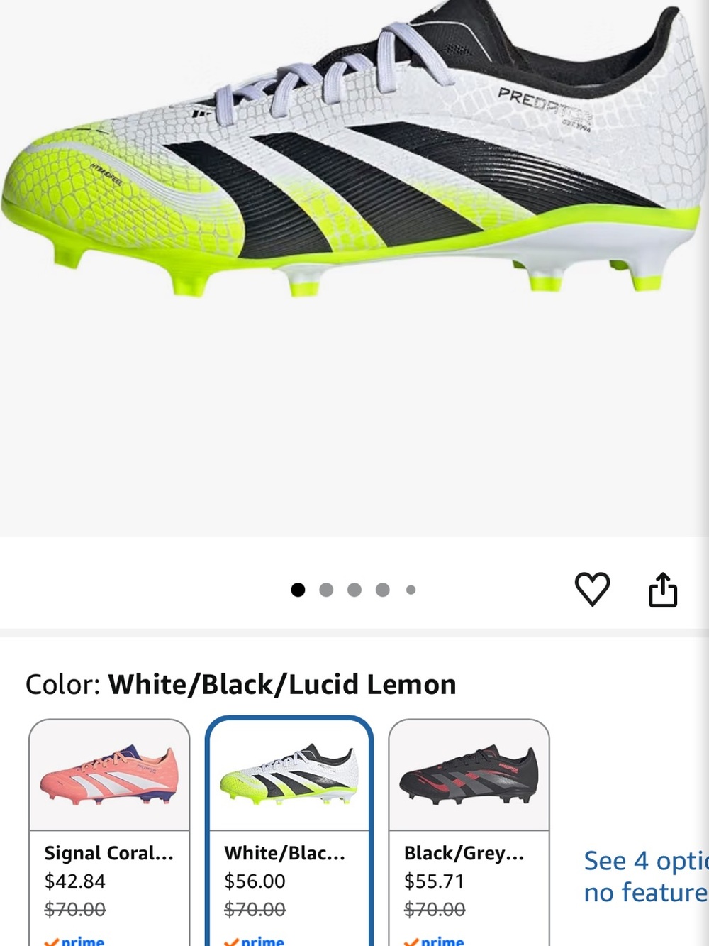 adidas Kids Predator Soccer Cleats - size 1